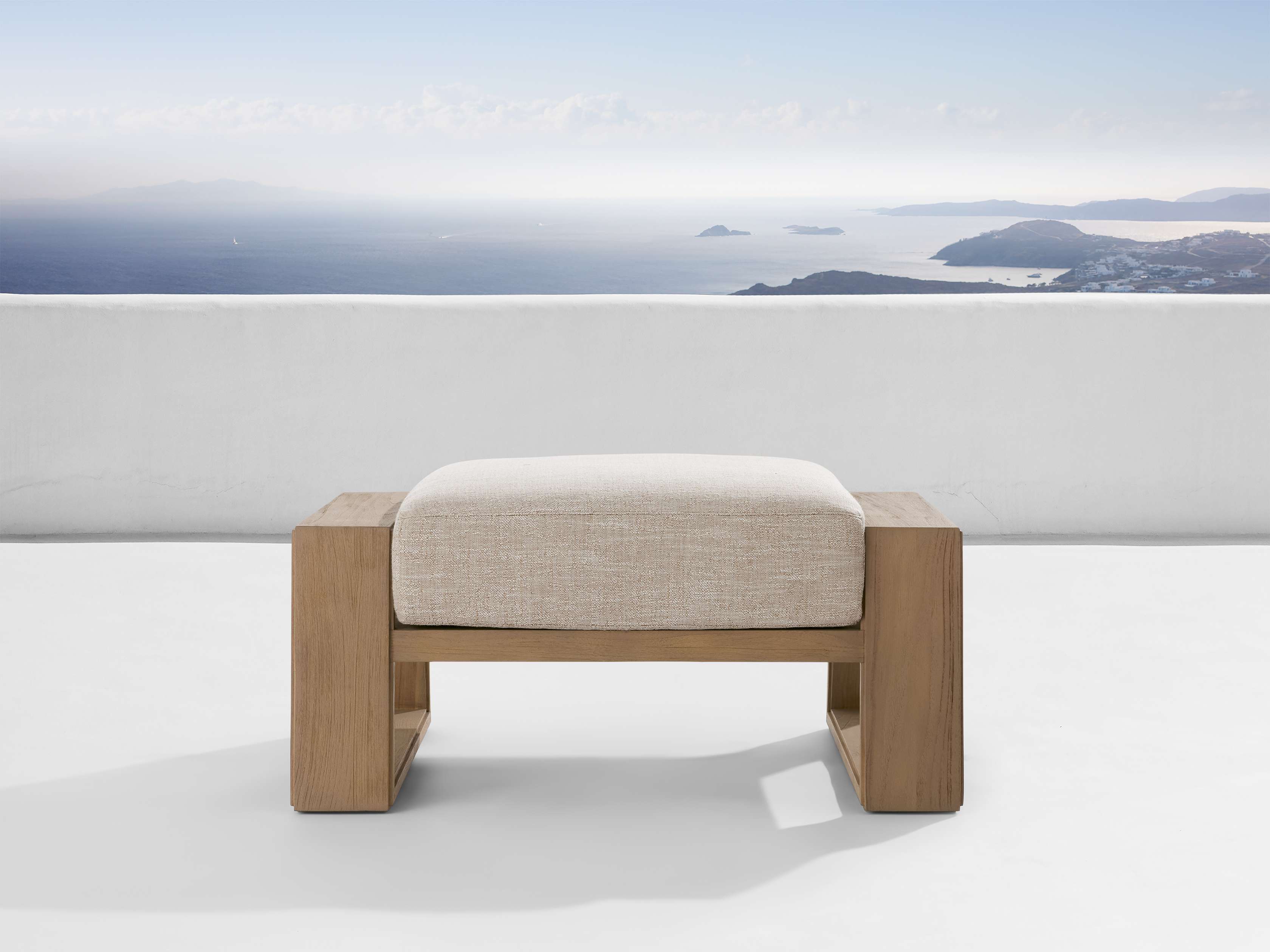 Canyon Outdoor Teak Ottoman in Priano Malt – Arhaus