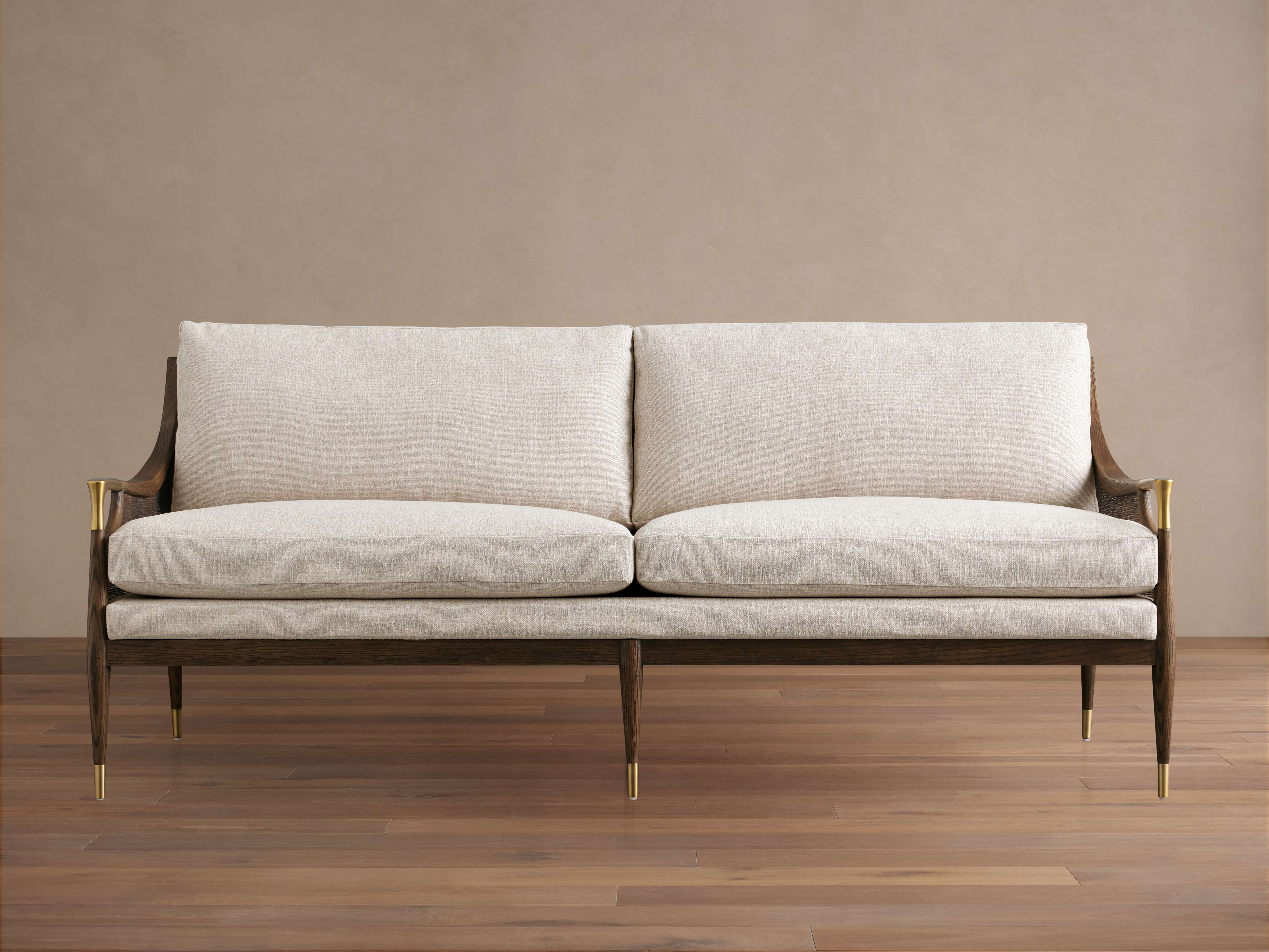 Fisher Cane Back Sofa - Elegant Mocha Red Oak