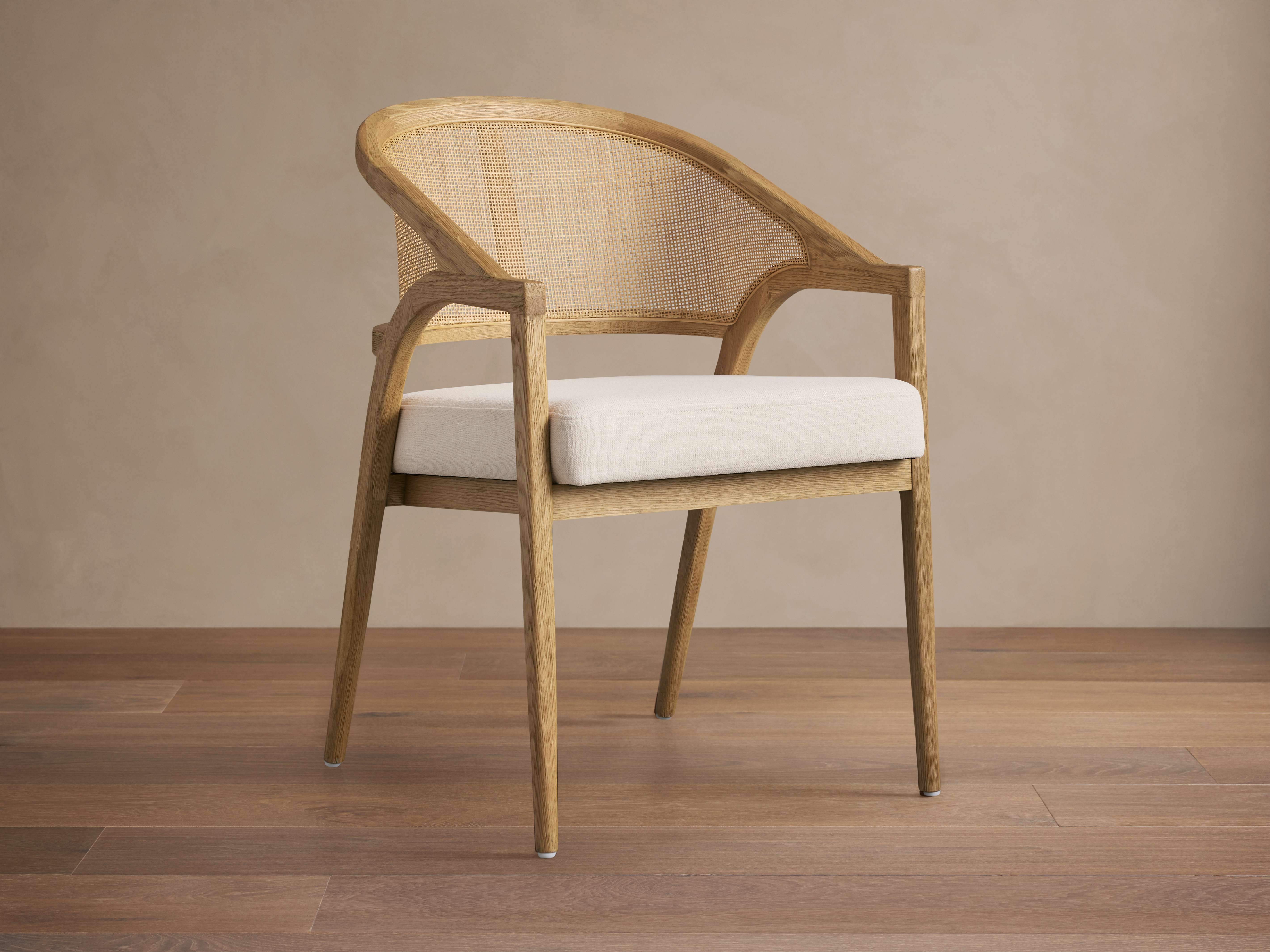 Aimee Dining Arm Chair - Solid Oak & Rattan Design