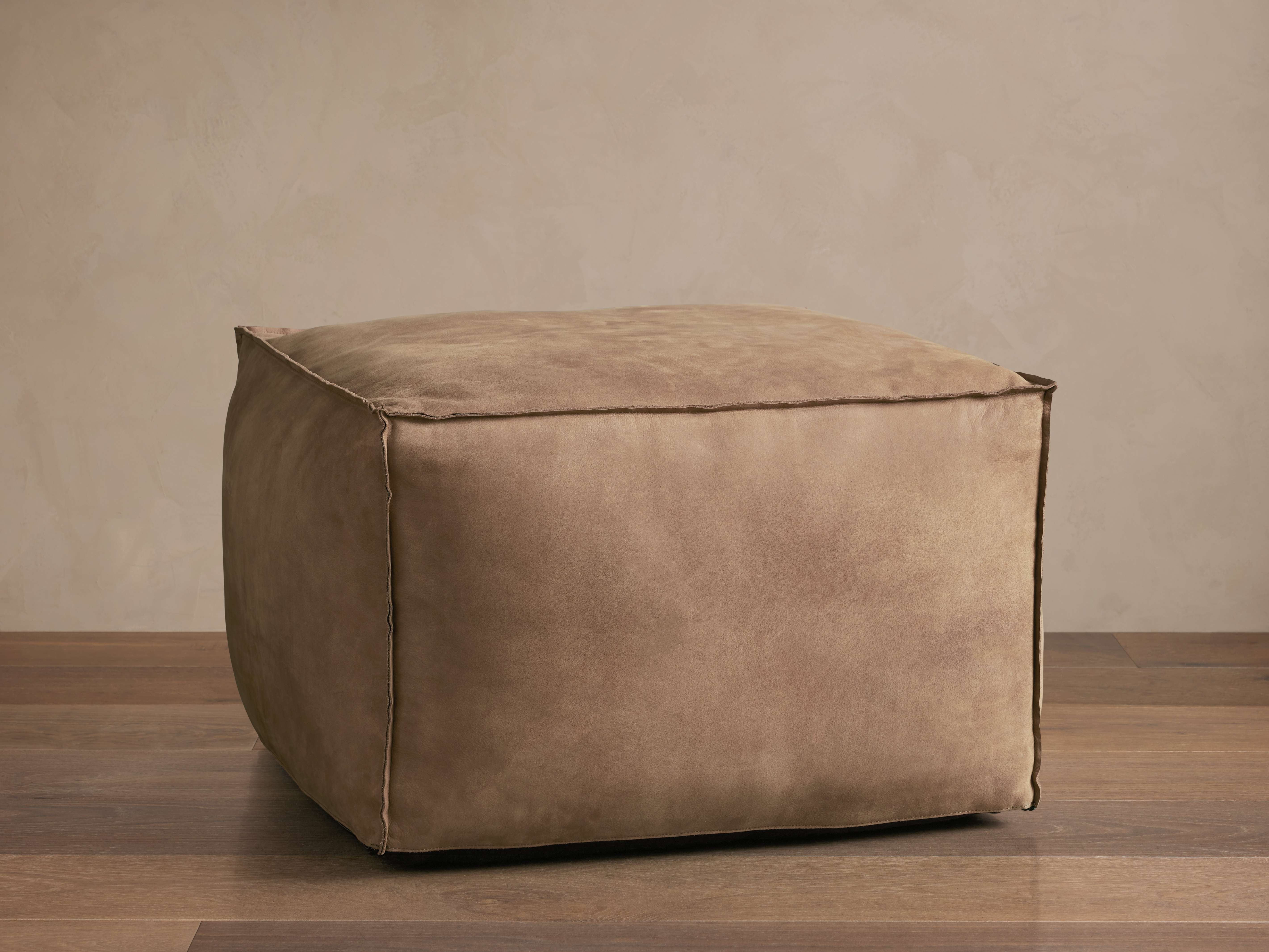 Nubuck Leather Pouf - Stylish & Durable Ottoman