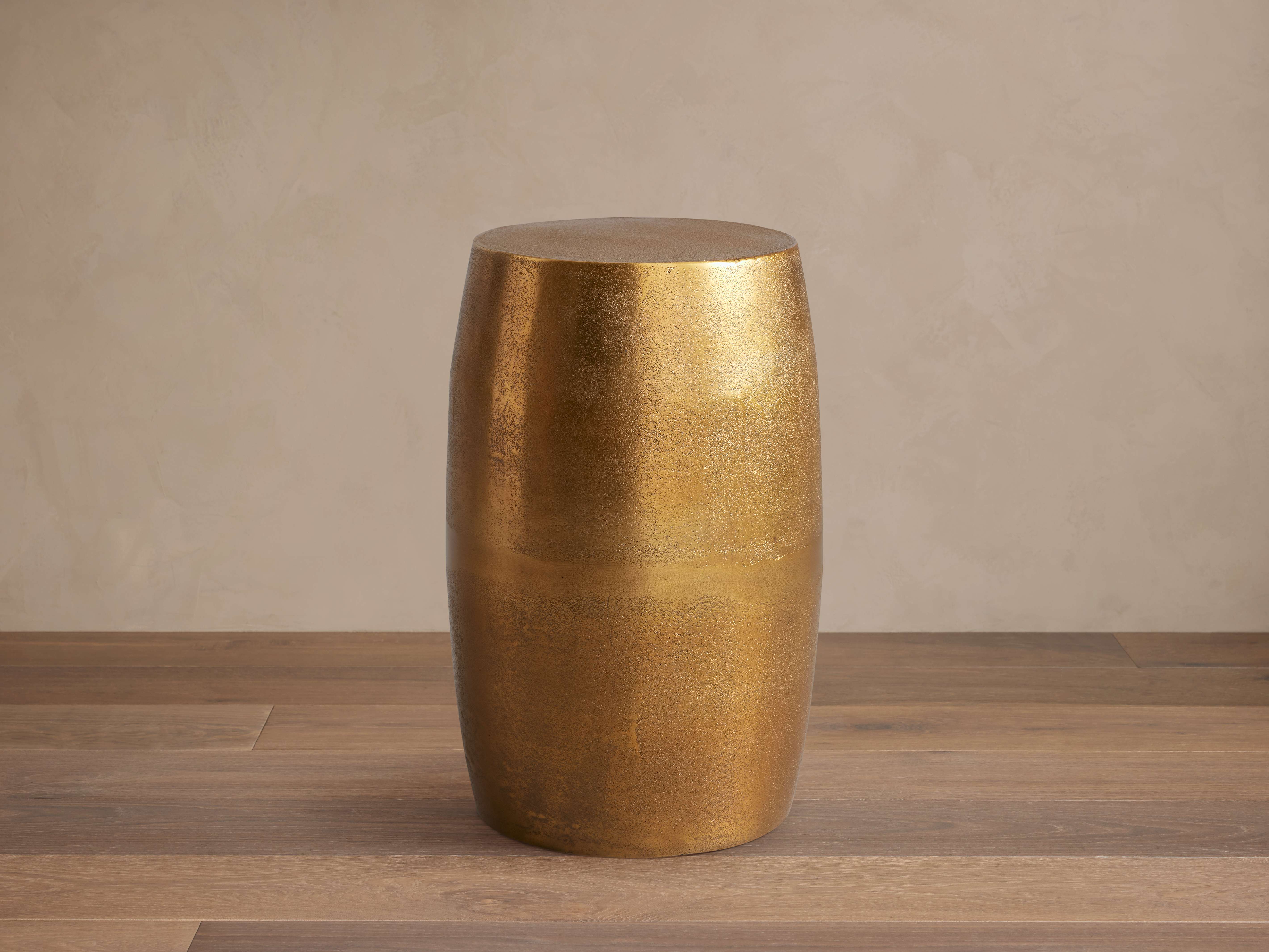 Hammered Drum End Table - Unique Metallic Finish