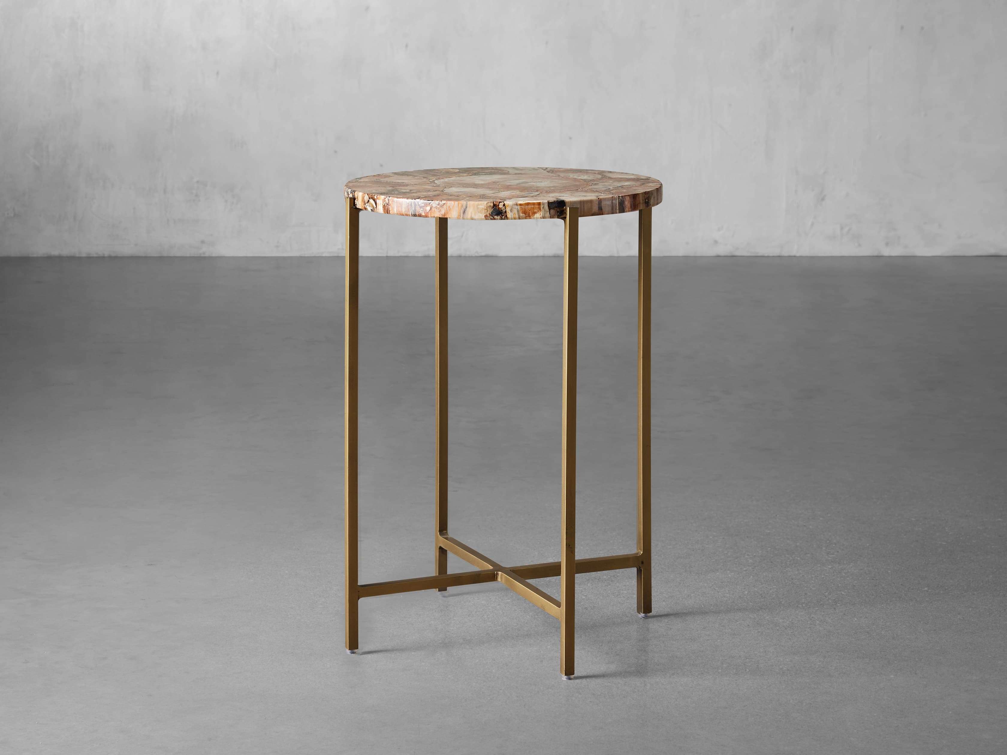 Ludlow Brown Petrified Wood Martini Table Arhaus