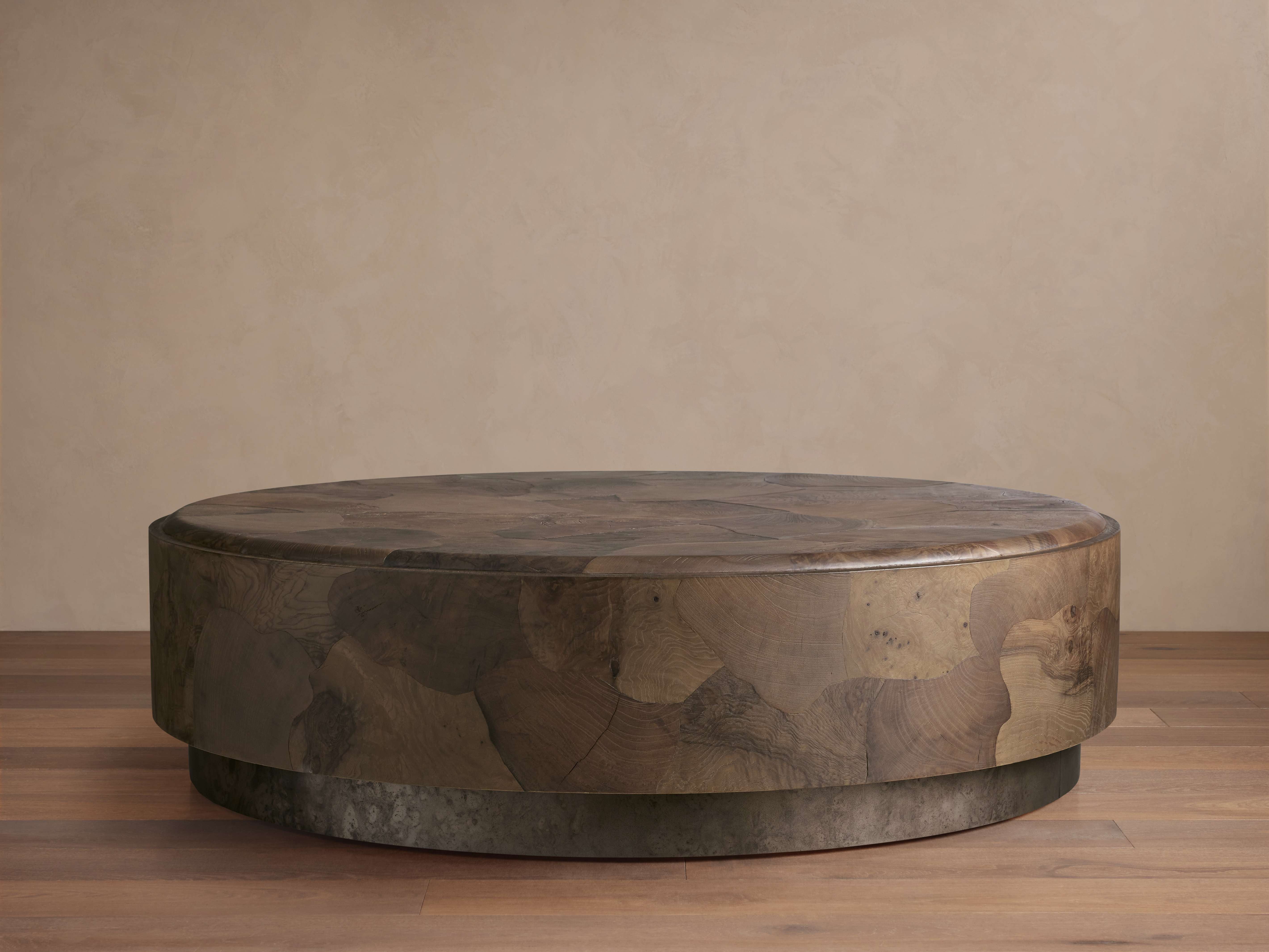 Polanco Round Plinth Coffee Table - Unique Wood Design