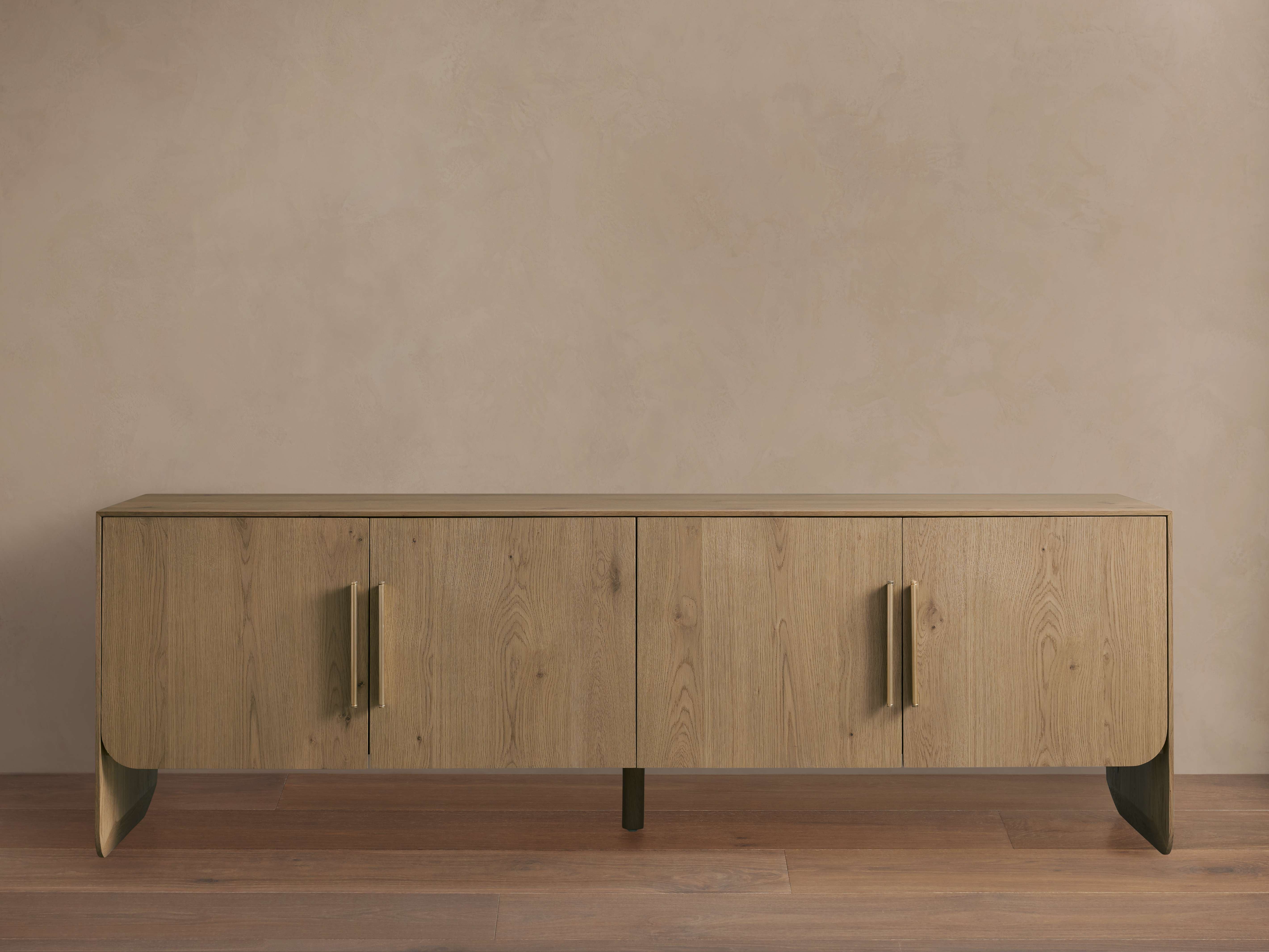 Felton Media Console - Solid Oak Wood Design