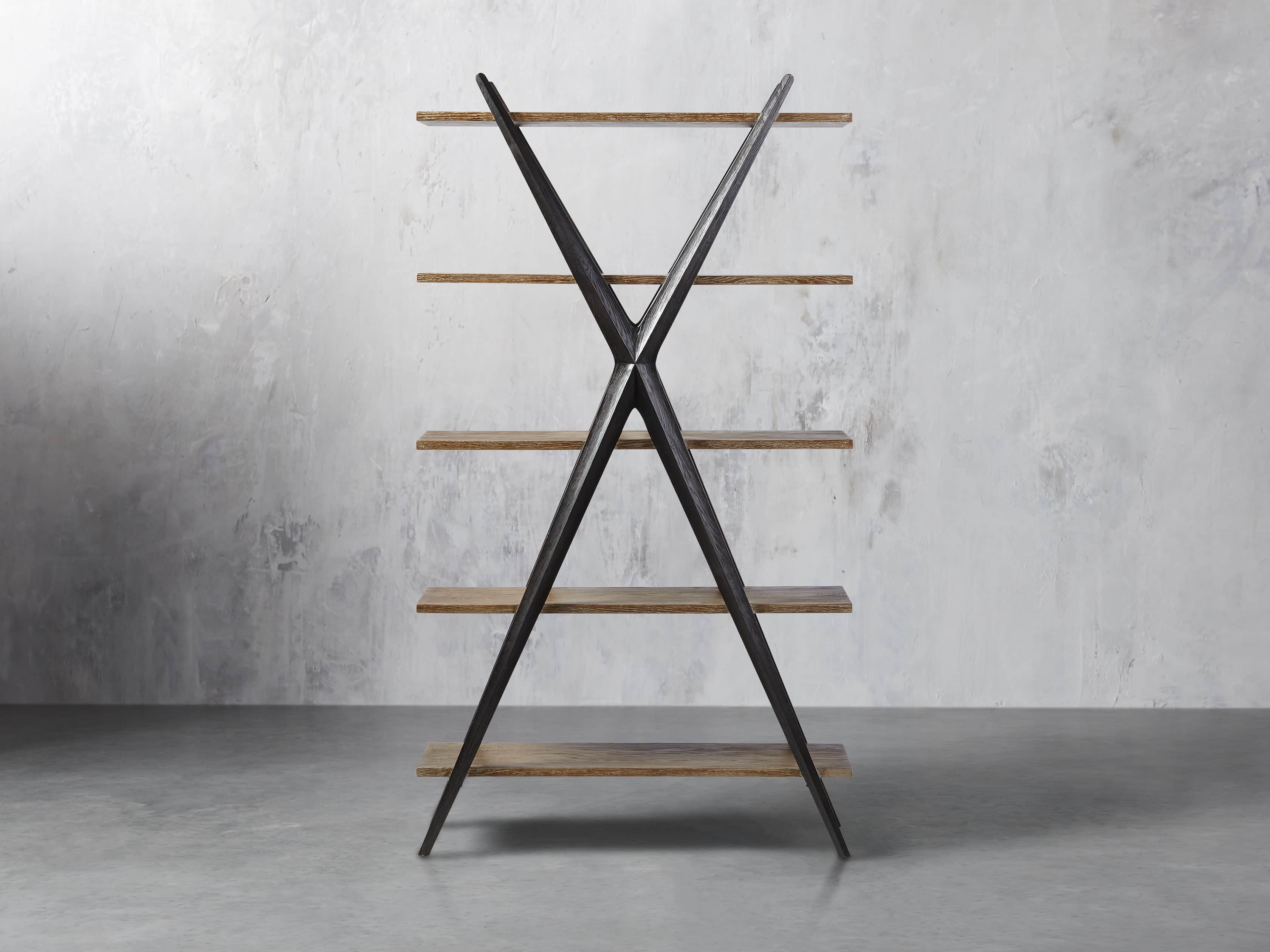Xander Solid Oak Bookcase with X-Frame Design