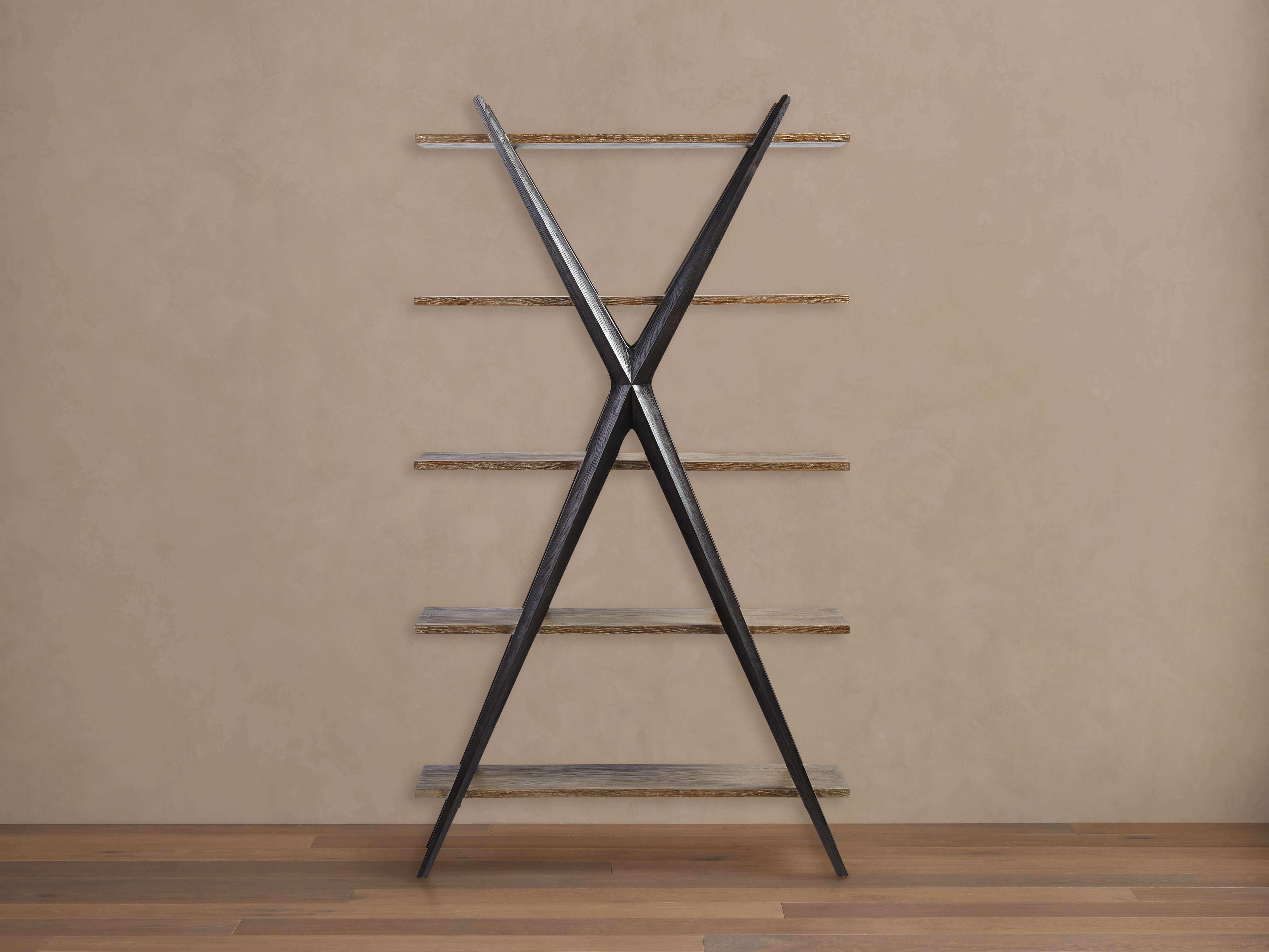 Xander Solid Oak Bookcase with X-Frame Design