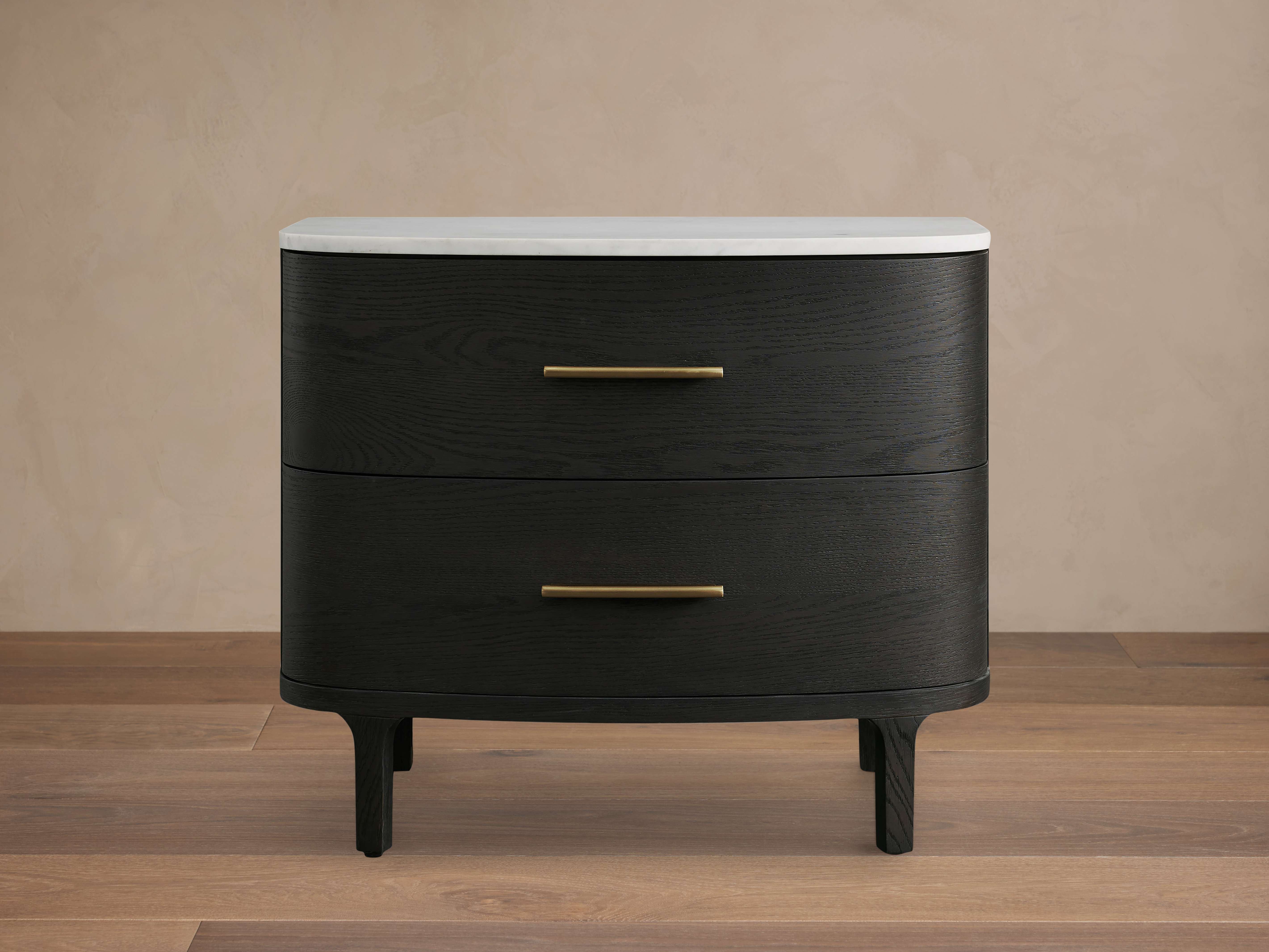Danny Nightstand - Oak Wood with Ebony or Fawn Finish