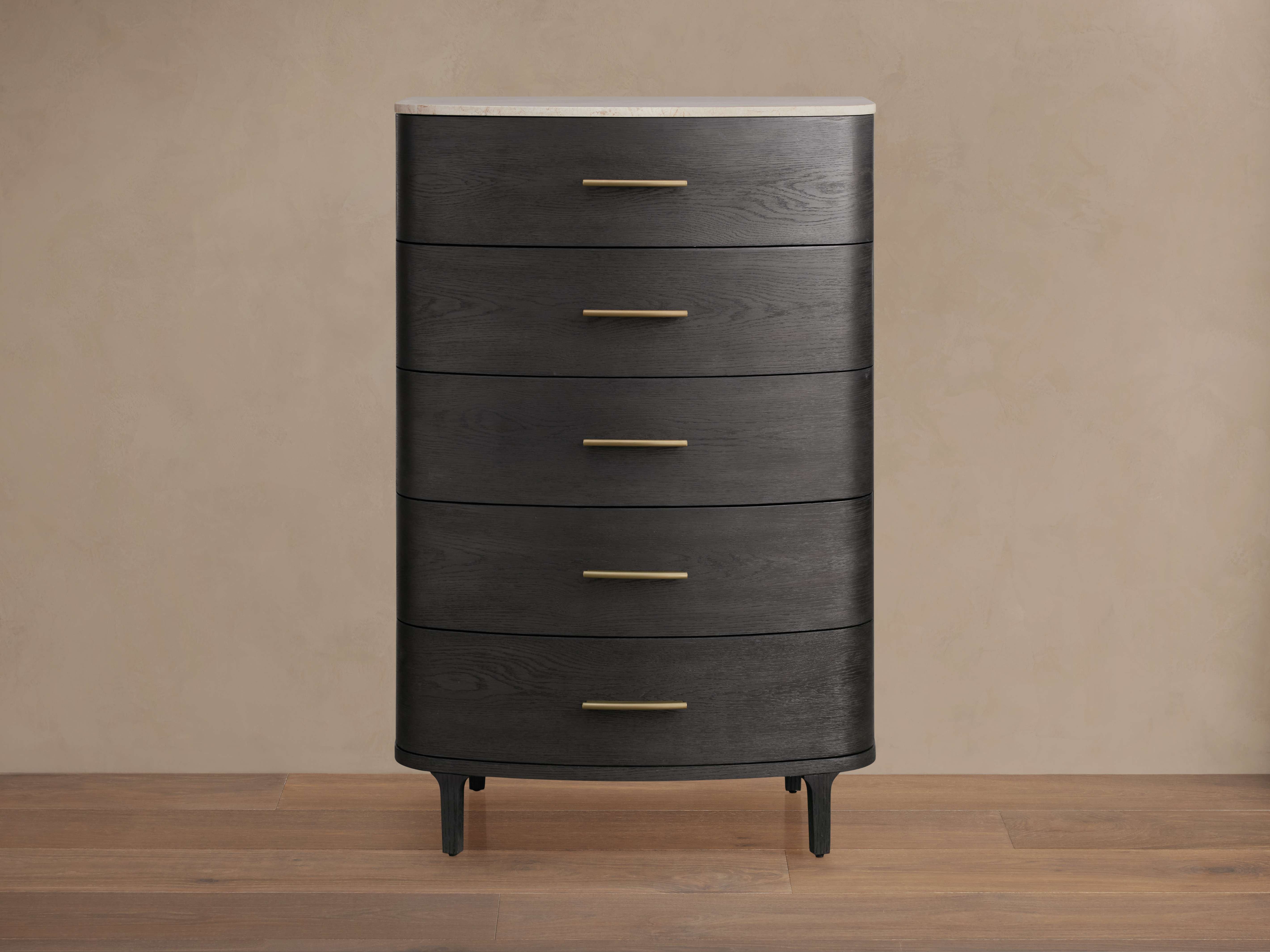 Danny Five-Drawer Oak Dresser - Ebony & Fawn Finish