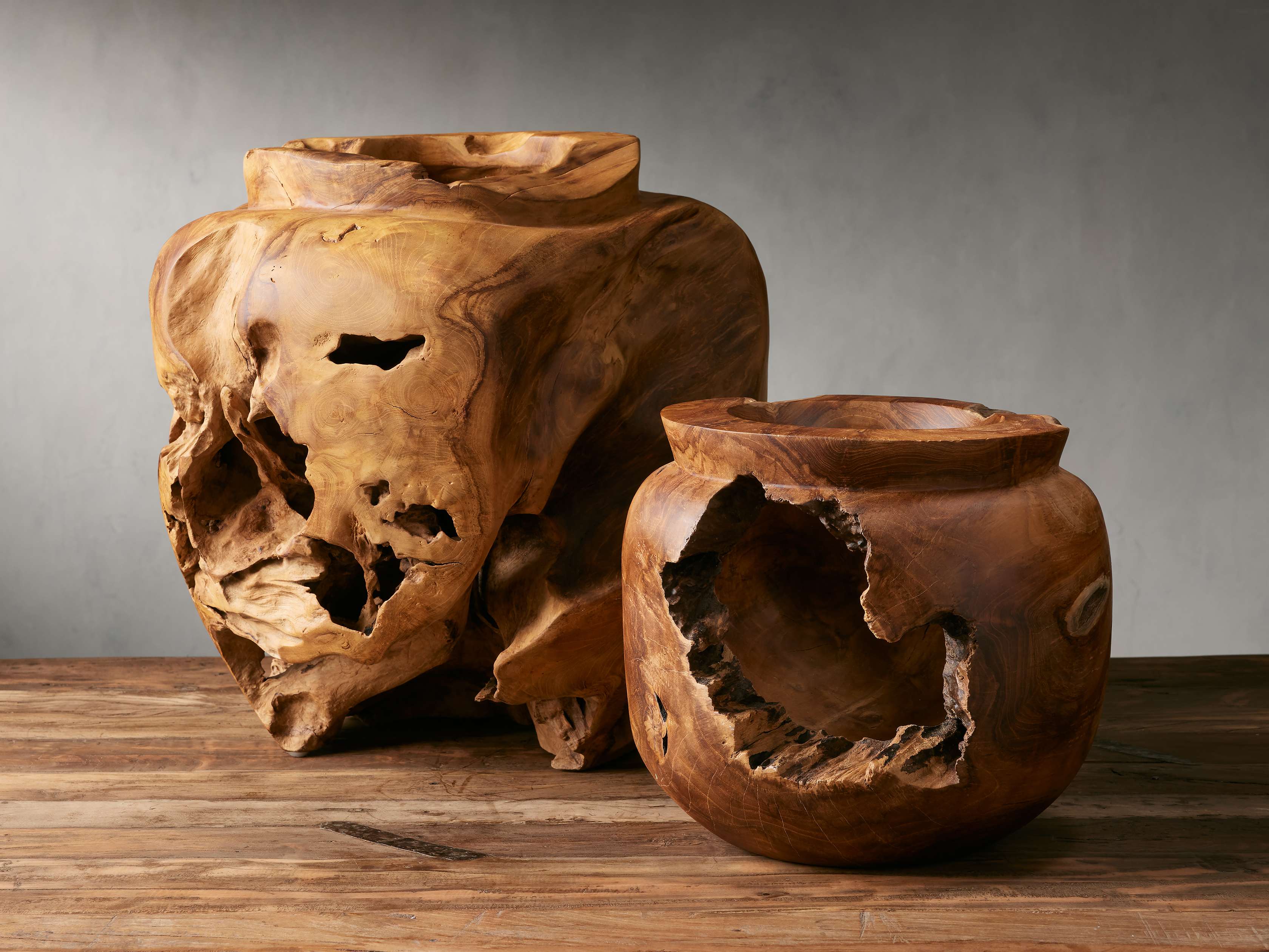 Natural Teak Root Vase - Rustic Home Decor