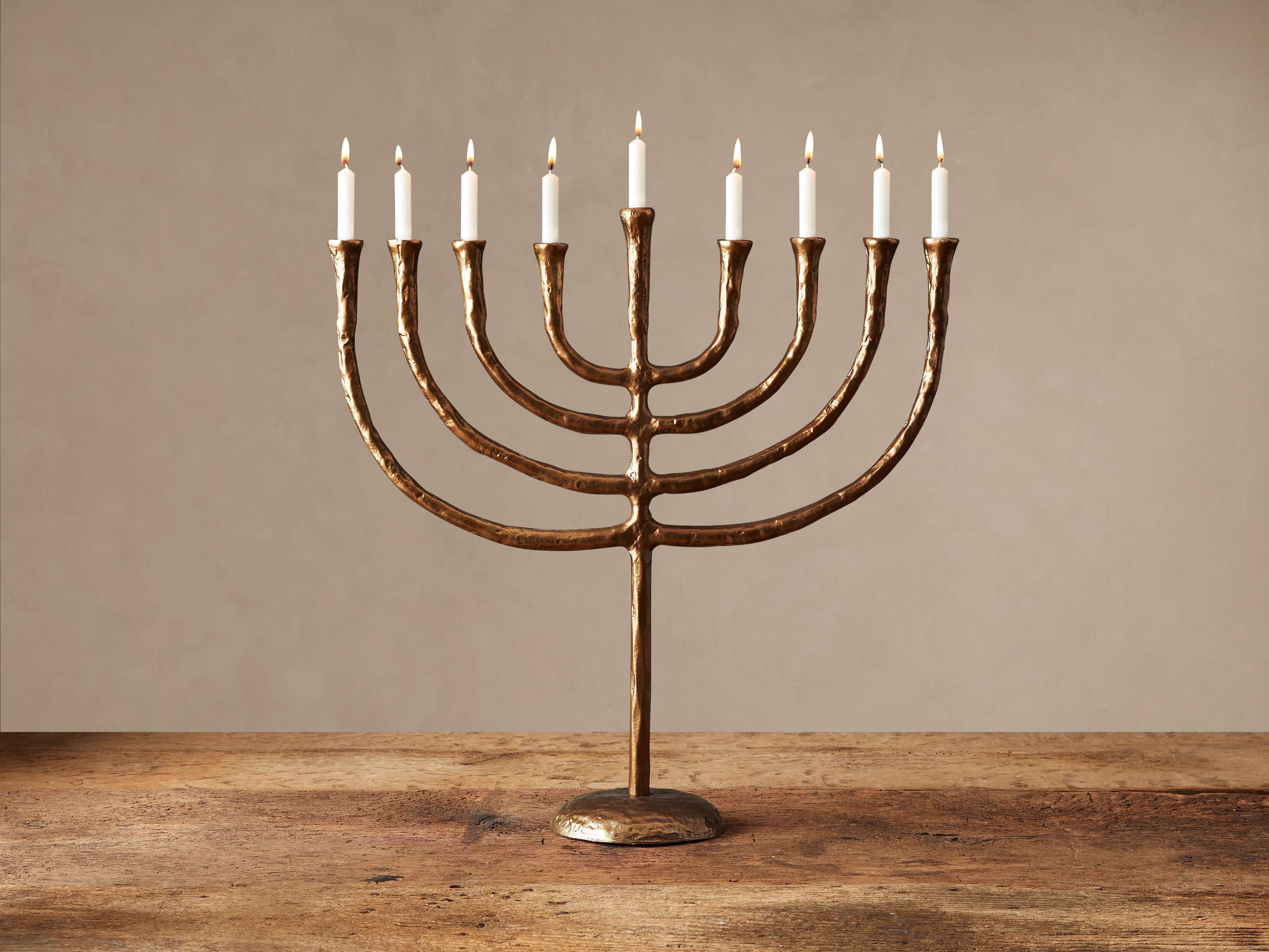 Antique Brass Textured Menorah
