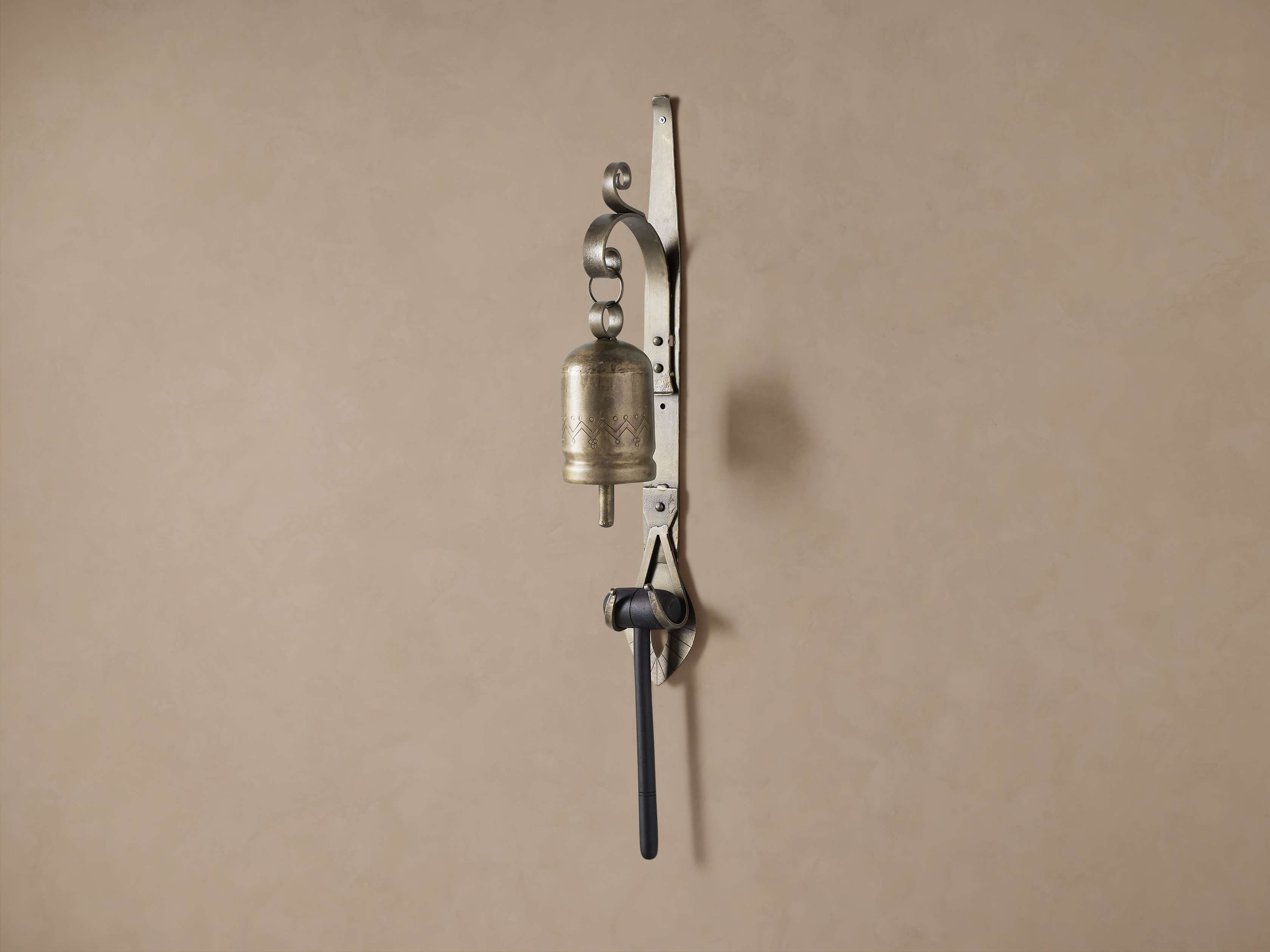 Wall Mount Antique Brass Dinner Bell - Thumbnail 2