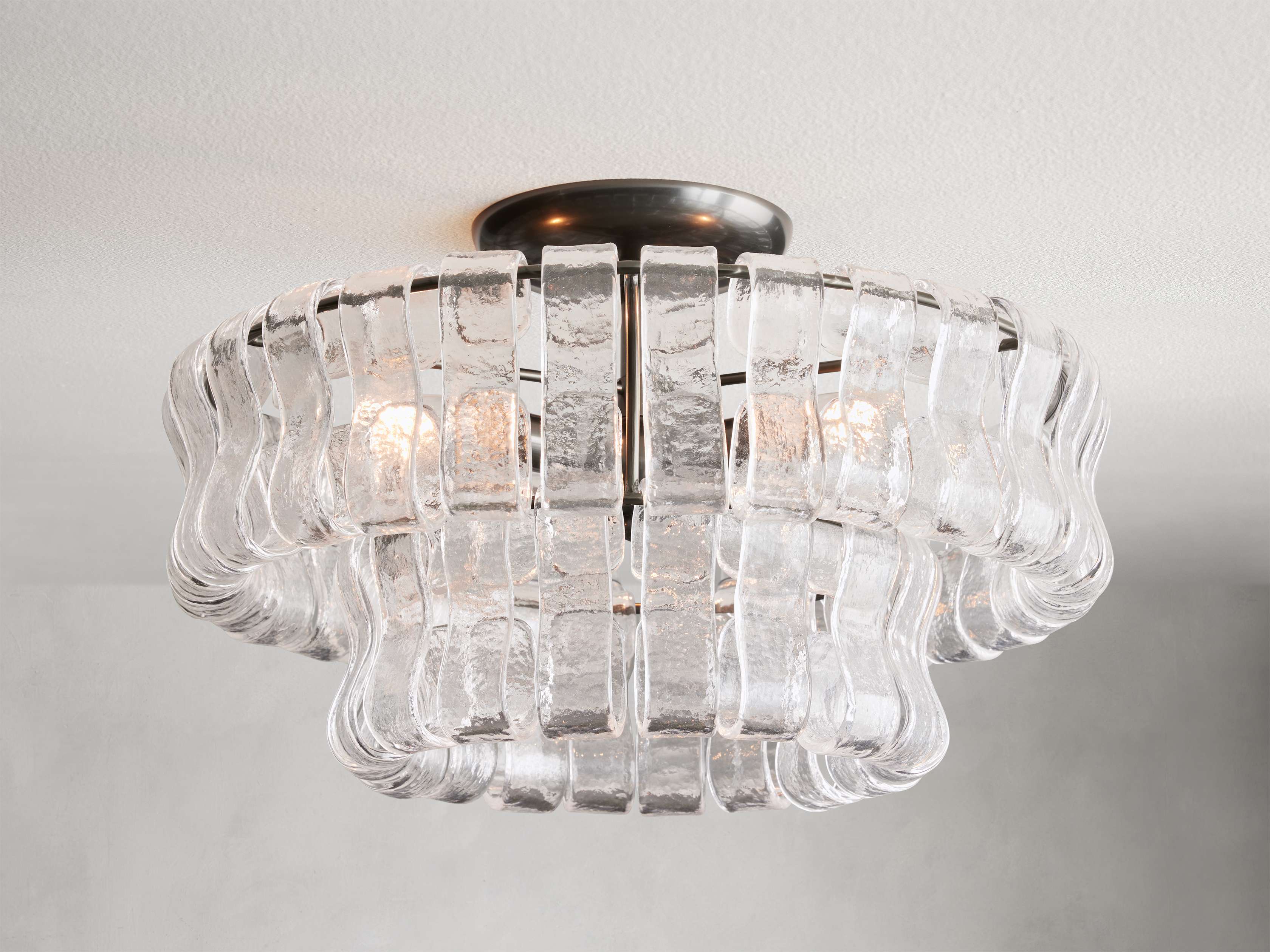Ghiaccio Flush Mount Ceiling Light - Steel & Glass