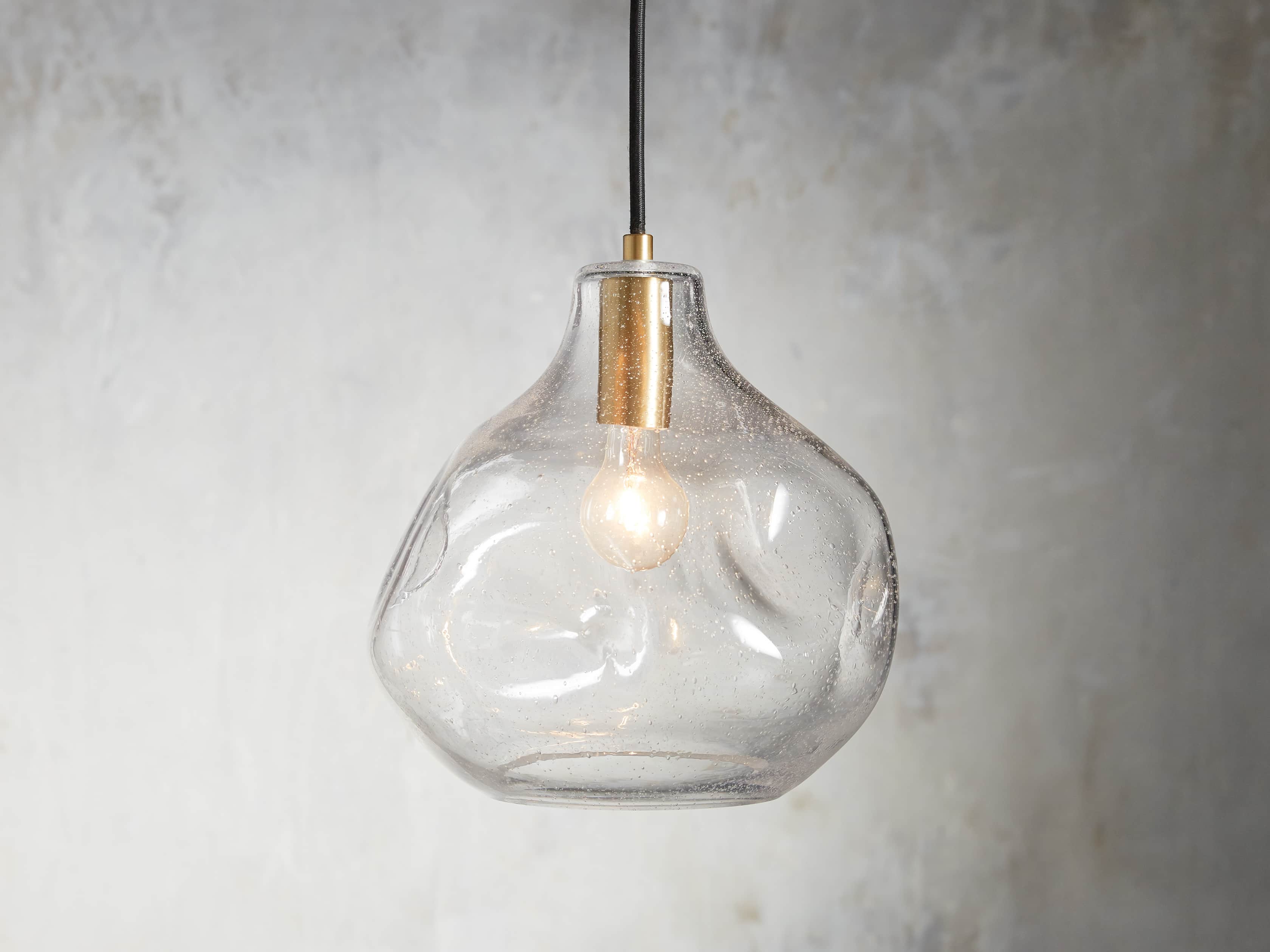 Organic 12" Glass & Steel Pendant Light