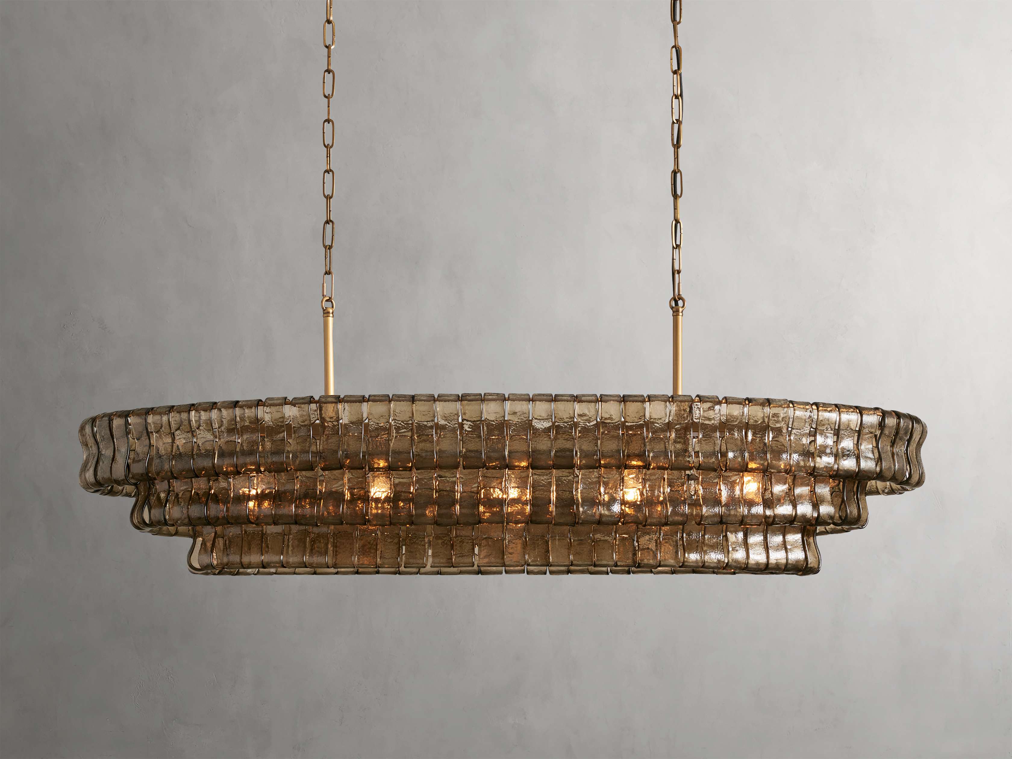 Ghiaccio Oval Chandelier - Elegant Steel & Glass Design