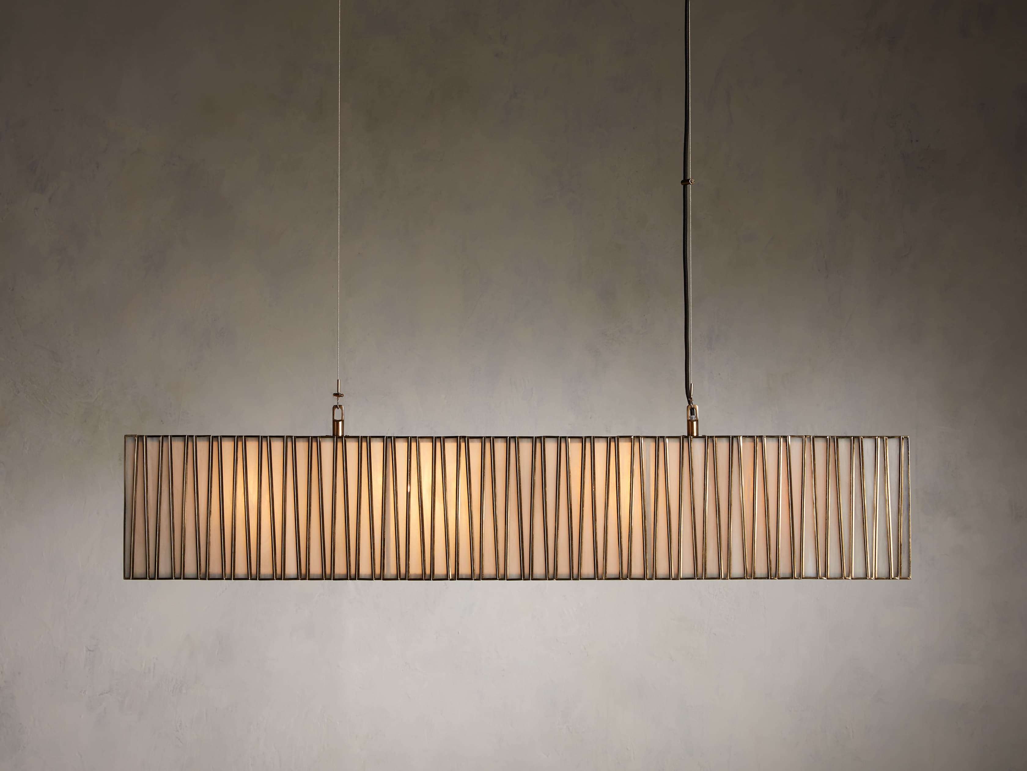 Jeunet Rectangular Chandelier - Elegant Brass & Glass