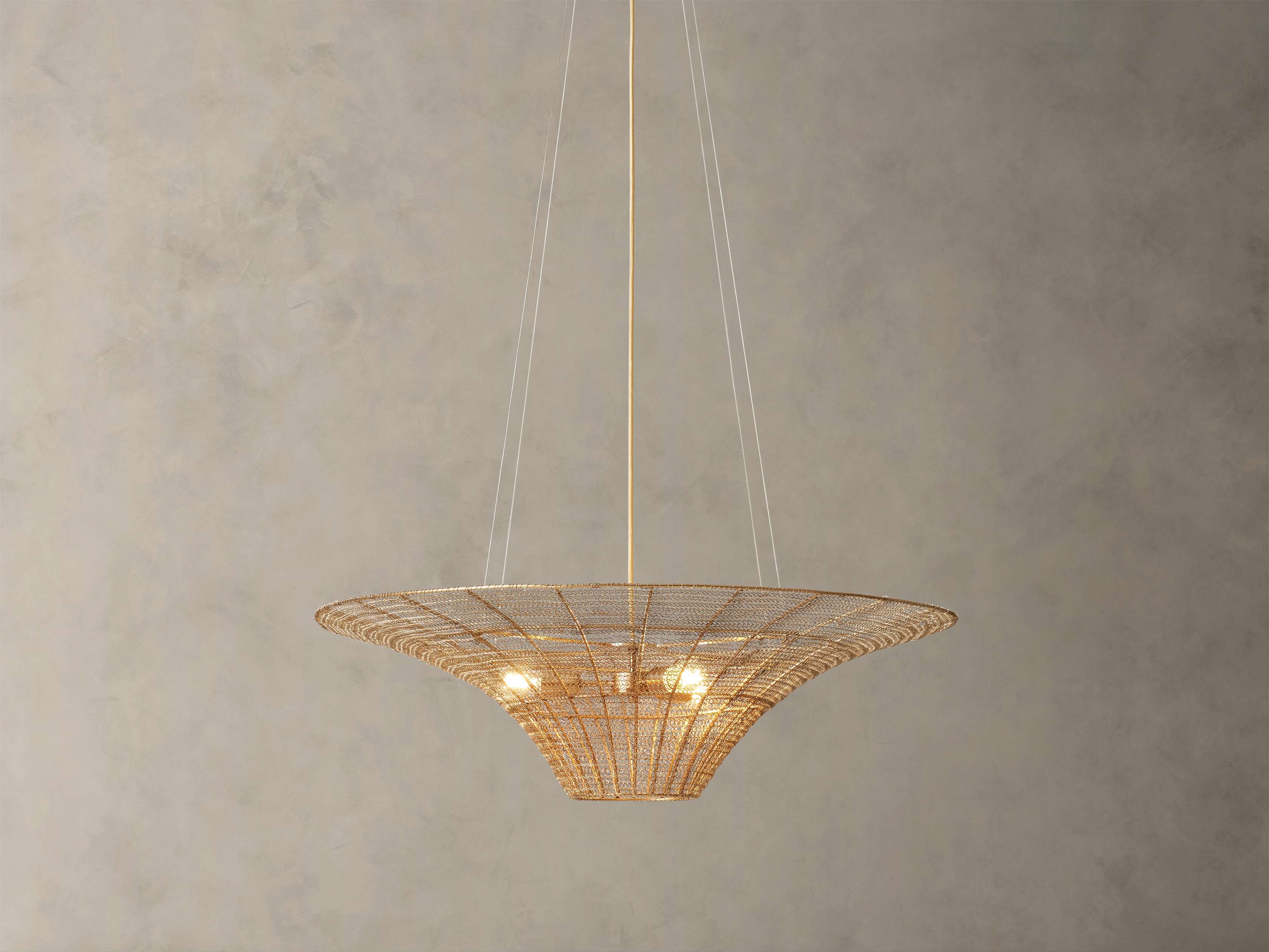 Mirza Caged Chandelier - Woven Brass & Steel Lighting