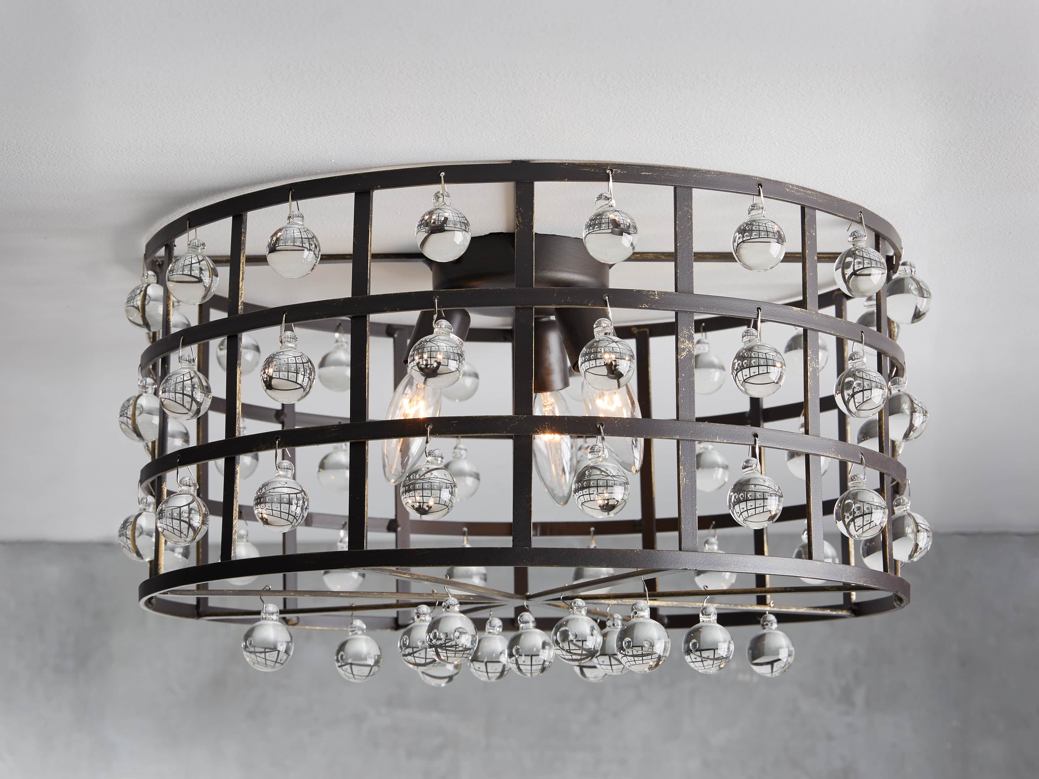 La Cage Bronze Flushmount - Elegant Crystal Lighting