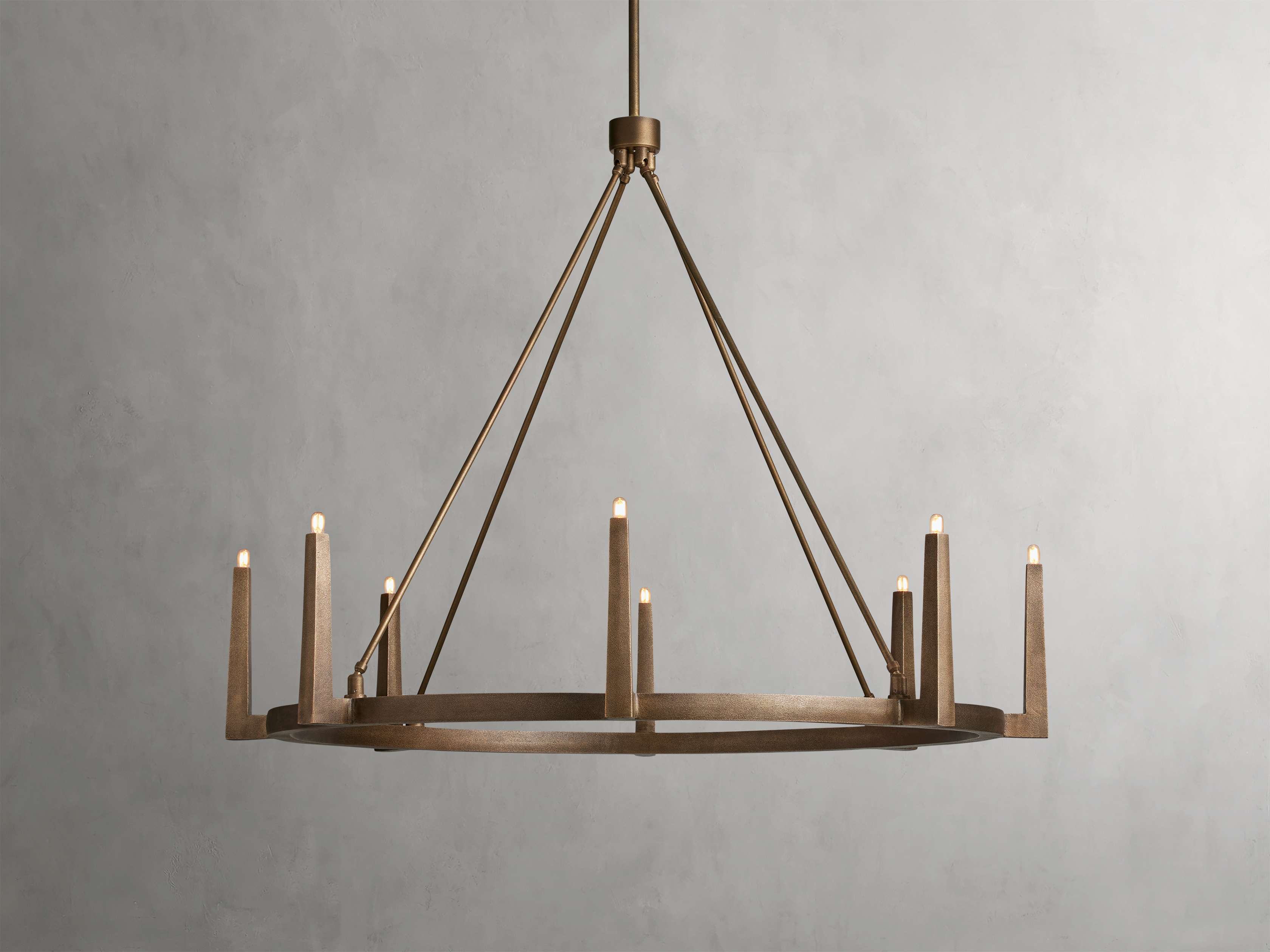 Emmet Round Brass Chandelier - Antiqued Finish Adjustable