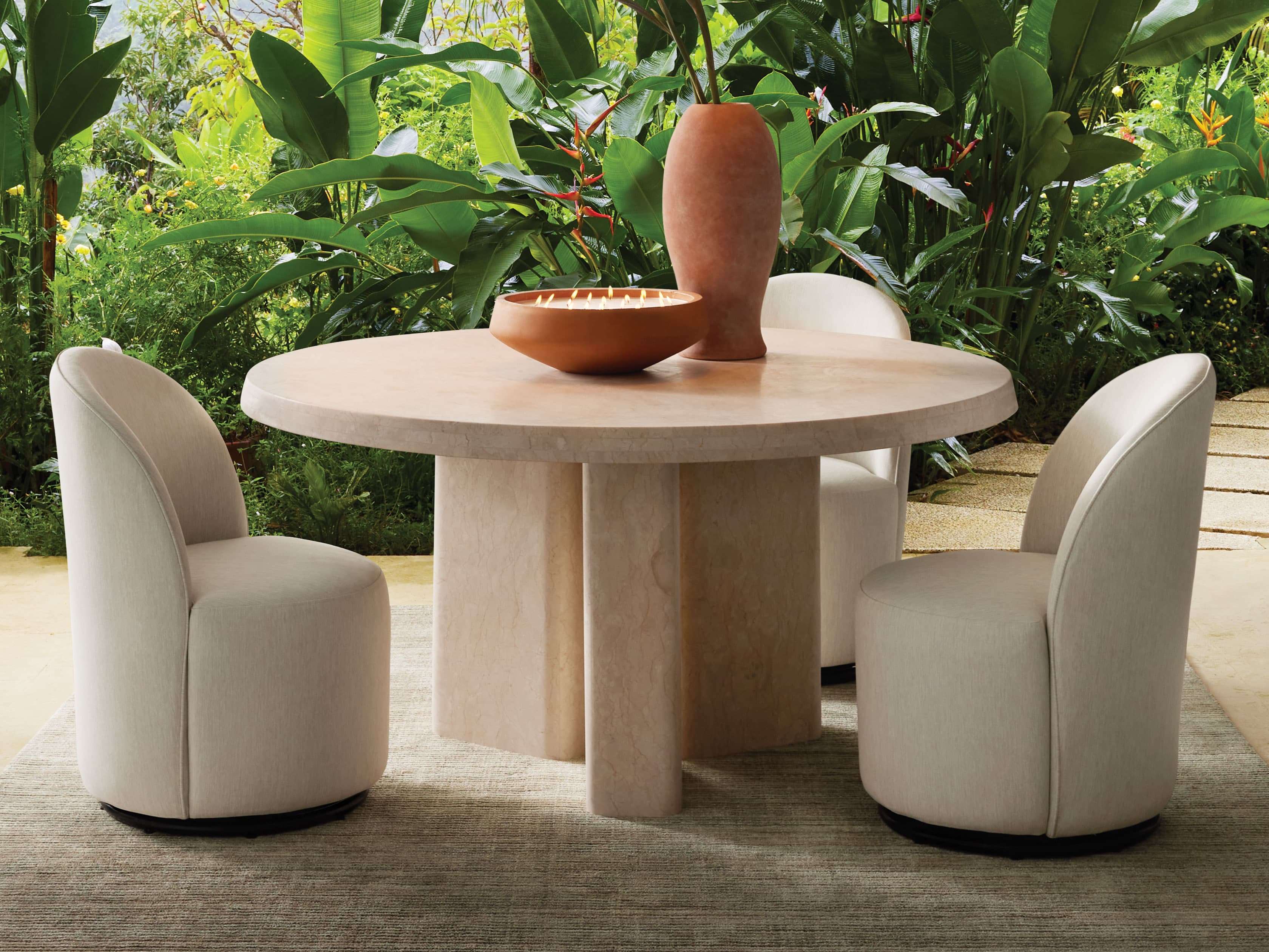 Cruz Outdoor Round Dining Table - Elegant Marble Design